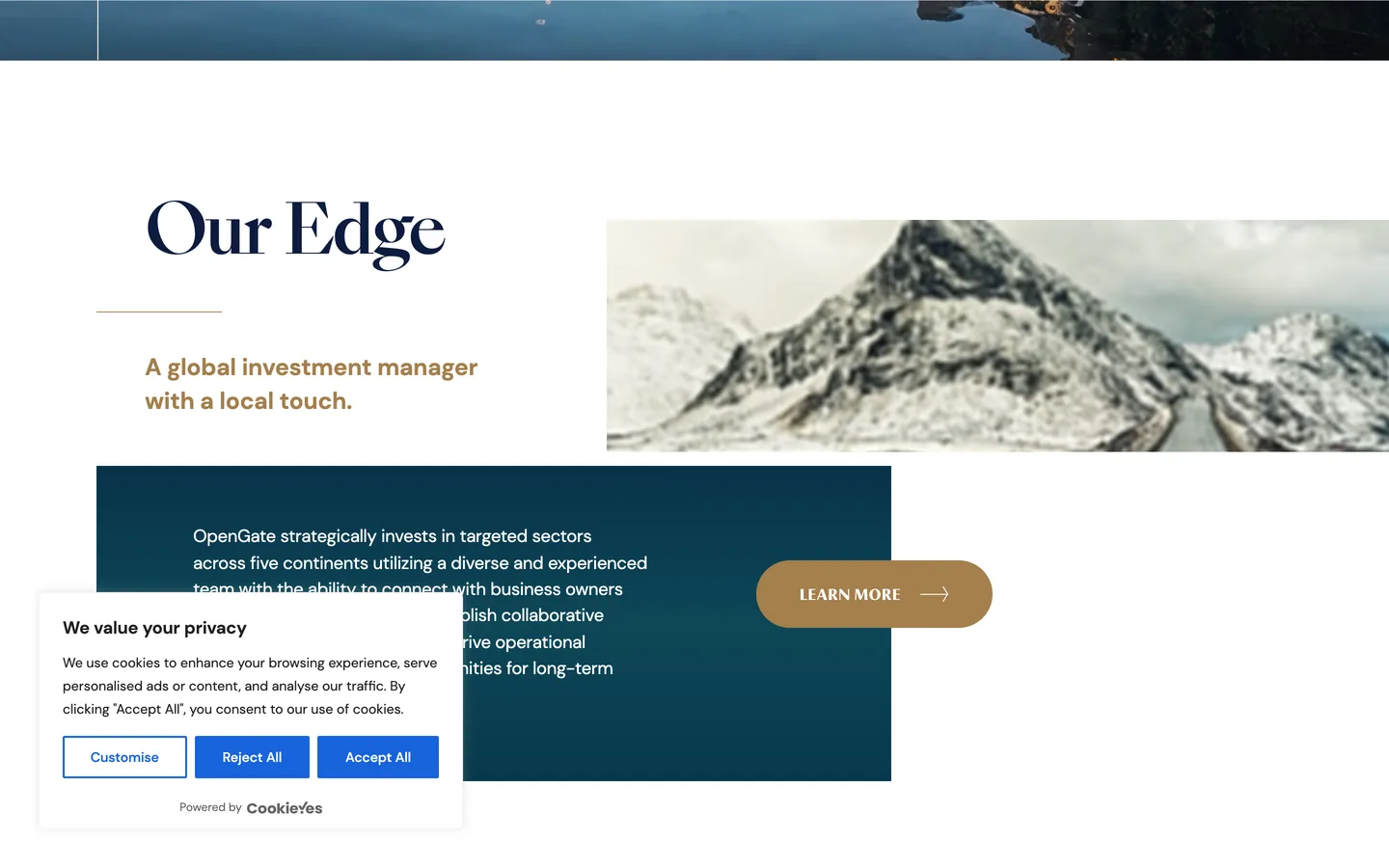 A bespoke website for an investment firm.