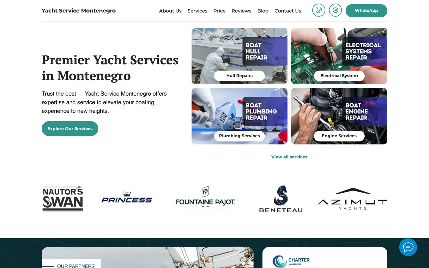 A website and SEO for a yacht service.